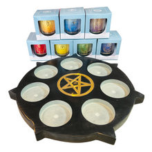 Laden Sie das Bild in den Galerie-Viewer, Kerzenhalterset "Pentagramm" mit 7 Erzengelkerzen inkl. MwSt. zzgl. Versand